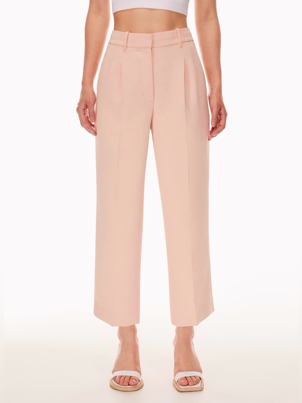 Wilfred effortless crop pants pleated size 6 high waist coral blush pink peach - Picture 2 of 6